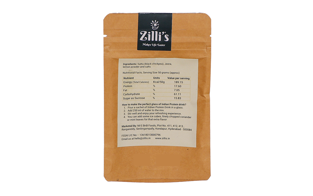 Zilli's Indian Protein Drink (Chana Sattu Mix)   Pack  50 grams